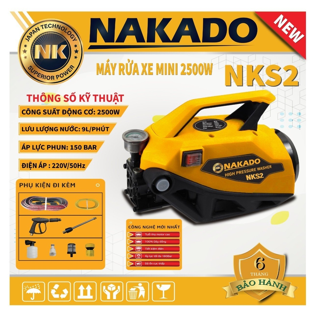 Máy Rửa Xe Nakado 2500W NKS2