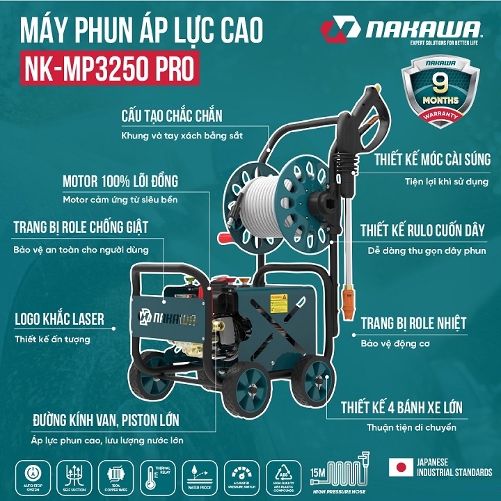 Máy phun áp lực NAKAWA NK-MP3250PRO 3250W