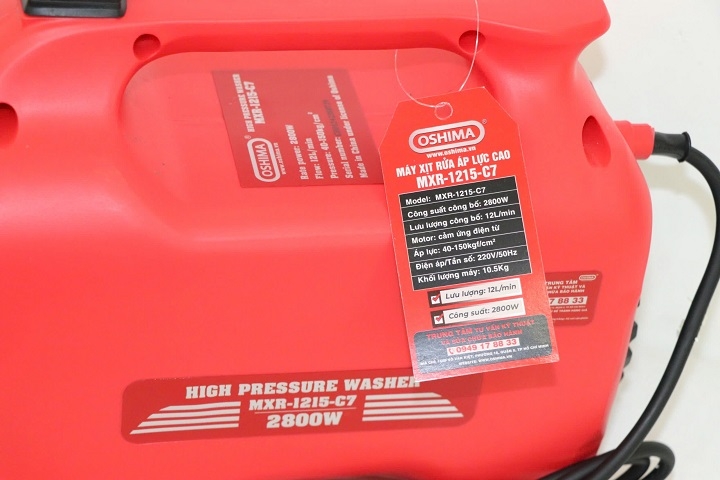 Máy xịt rửa Oshima MXR-1215-C7 2.8kW Đỏ Điện 1 pha