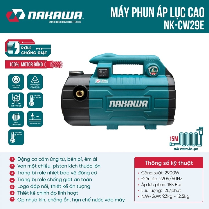 Máy xịt rửa xe 2900W NAKAWA NK-CW29E