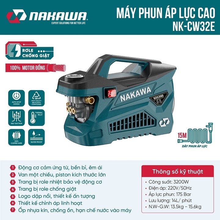 Máy xịt rửa xe 3200W NAKAWA NK-CW32E