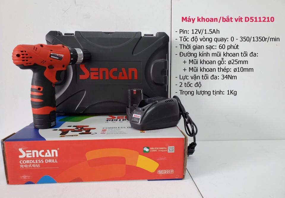 Máy khoan vặn vít dùng pin 14.4V SENCAN D521001