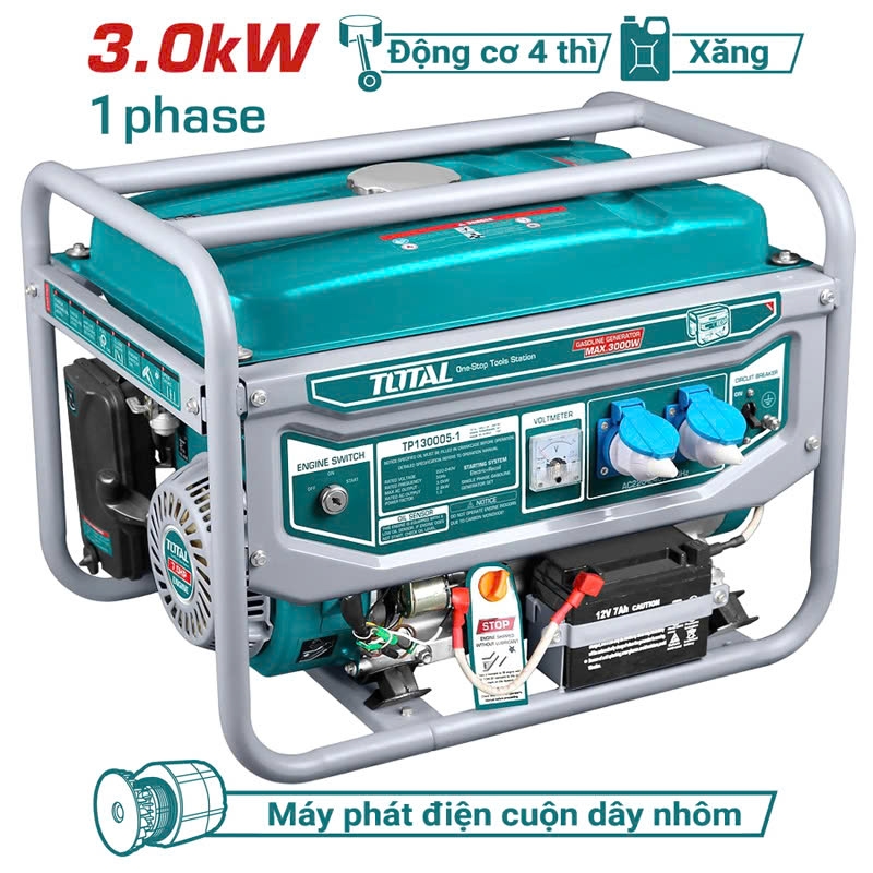 Máy phát điện động cơ xăng TOTAL TP130005-1 3kW