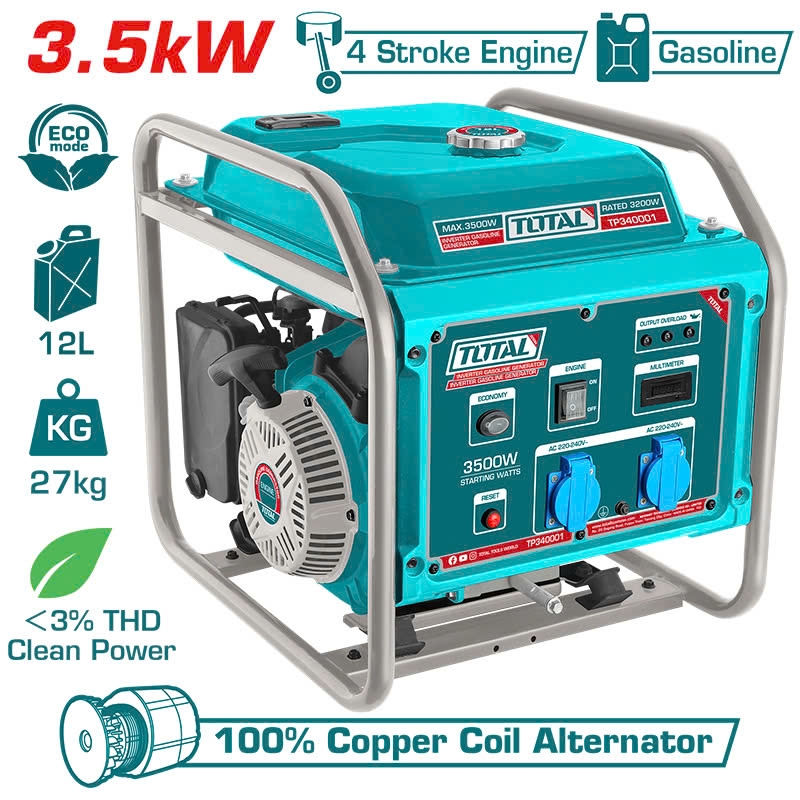 Máy phát điện biến tần động cơ xăng TOTAL TP340001 3.5kW