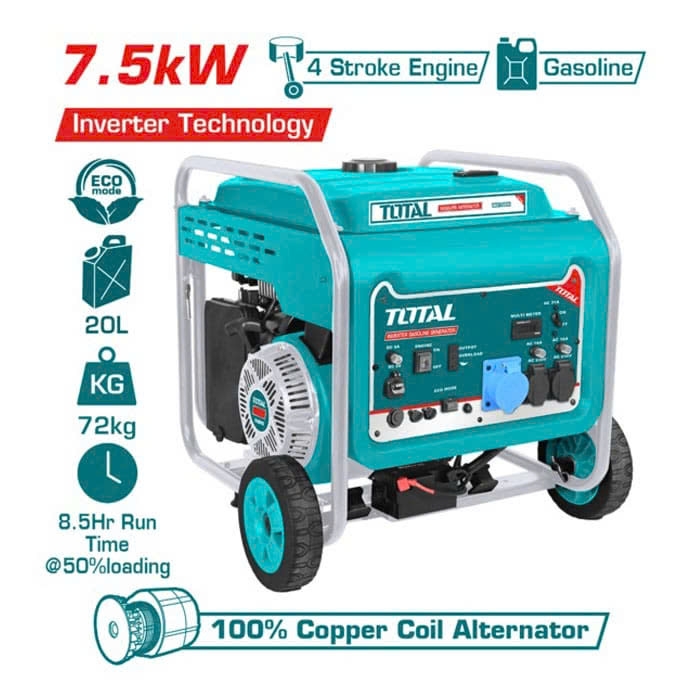 Máy phát điện biến tần động cơ xăng TOTAL TP375001 7.5kW