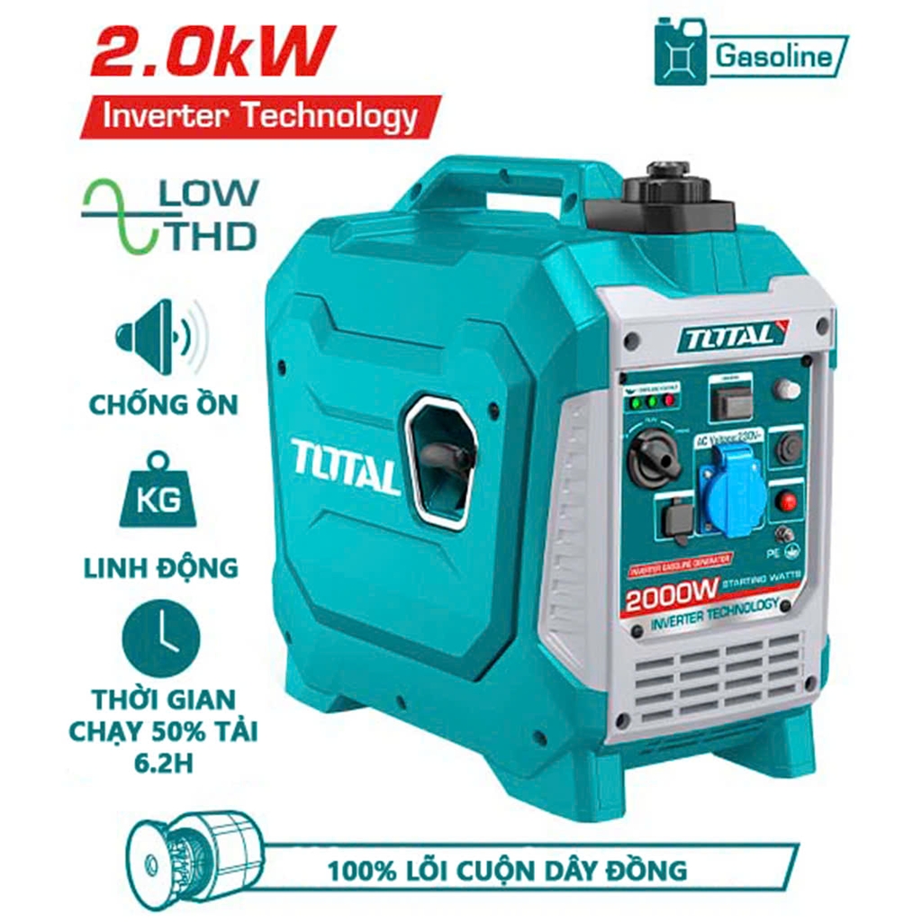 Máy phát điện biến tần động cơ xăng TOTAL TP523006 2kW
