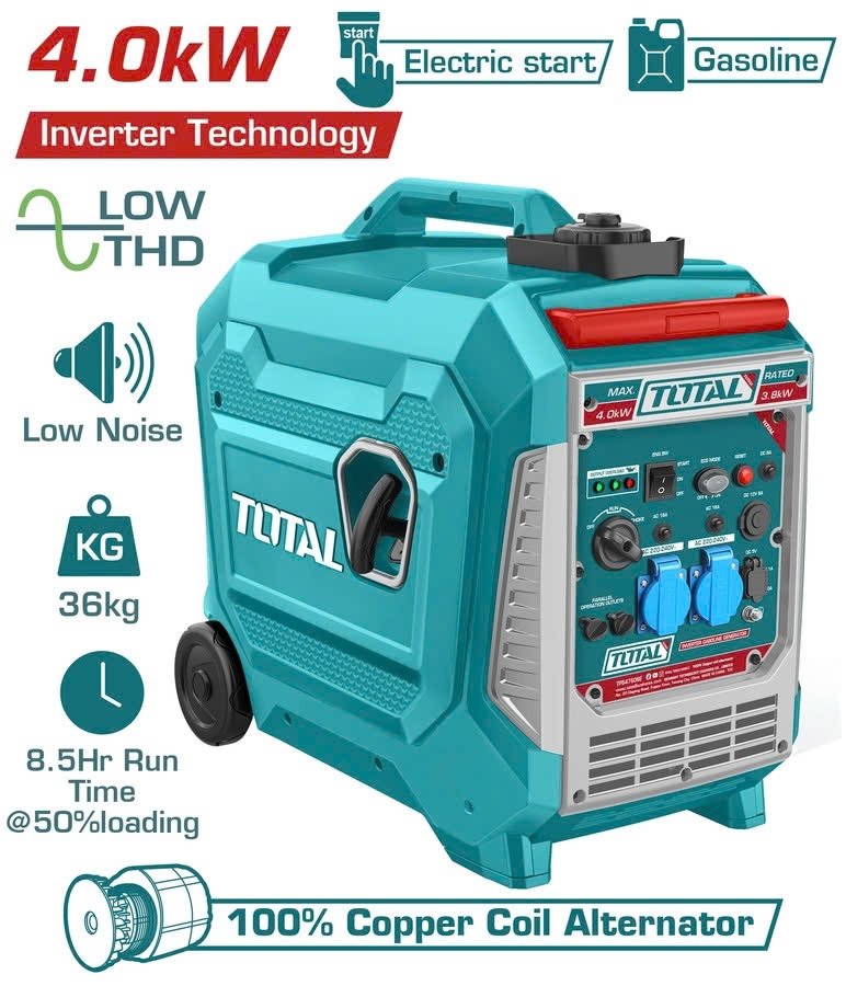 Máy phát điện biến tần động cơ xăng TOTAL TP547506E 4kW