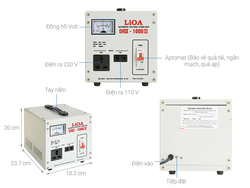 Ổn áp 1 pha Lioa 1KVA DRII 1000II