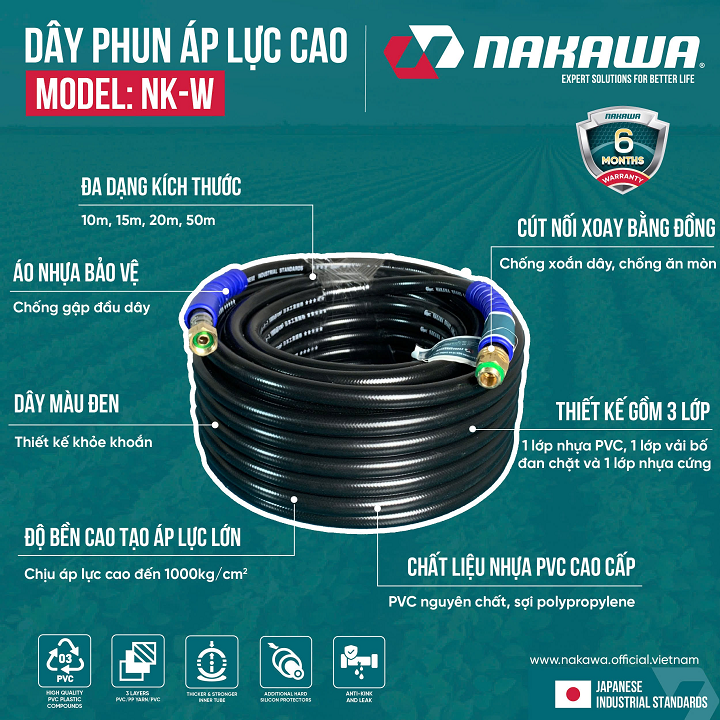 Dây phun xịt áp lực NAKAWA 8.5mm NK-W15