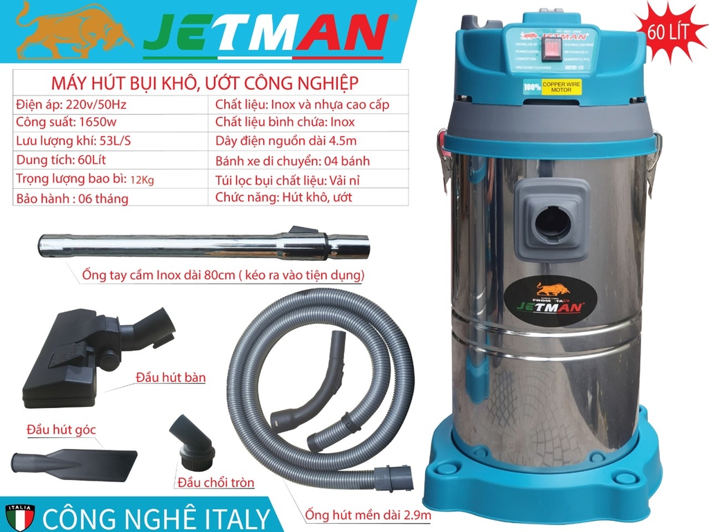 Máy Hút Bụi Jetman 60L 1650W HB60
