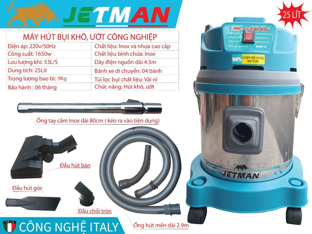 Máy Hút Bụi Jetman 1650W HB25-L 25 Lít