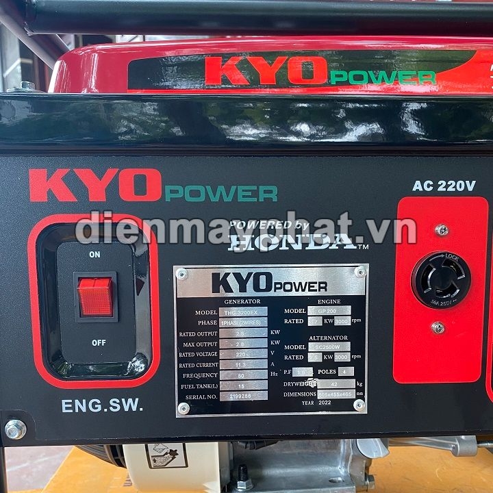 Máy Phát Điện Chạy Xăng Honda Kyo Power 2.5KVA THG3200EX