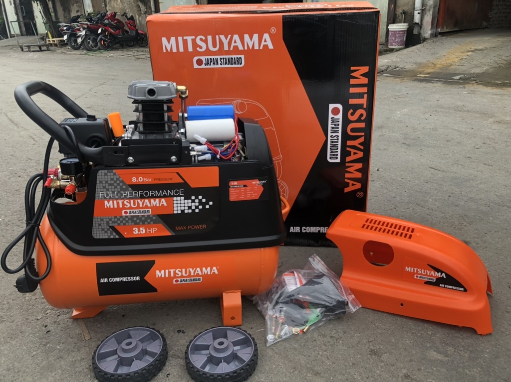 Máy nén khí có dầu 2 tụ MITSUYAMA 3.5HP TL-30L2T lên hơi nhanh