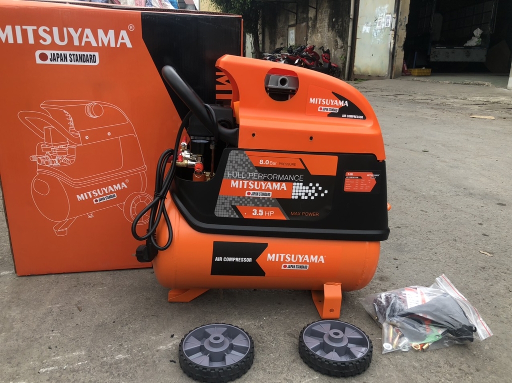 Máy nén khí có dầu 2 tụ MITSUYAMA 3.5HP TL-30L2T lên hơi nhanh