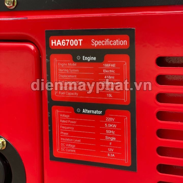 Máy Phát Điện Chạy Dầu Hoàng Anh 5Kw HA6700T