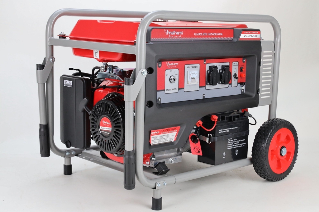 Máy phát điện chạy xăng VINAFARM 5KW VN-MPD-7500D đề