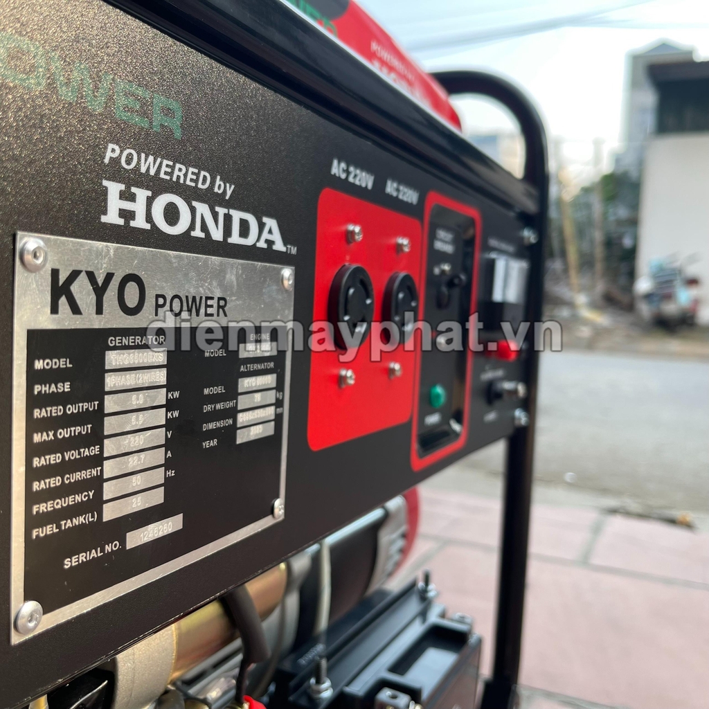 Máy Phát Điện Chạy Xăng Honda Kyo Power 5Kw THG6500EXS Đề