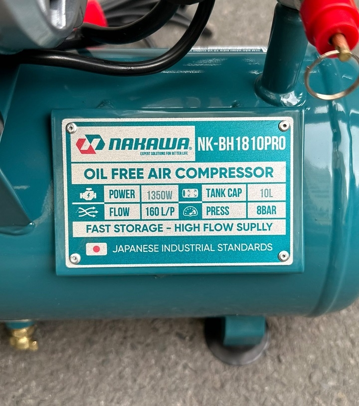 Máy nén khí không dầu NAKAWA 1350W NKBH1810PRO 10L