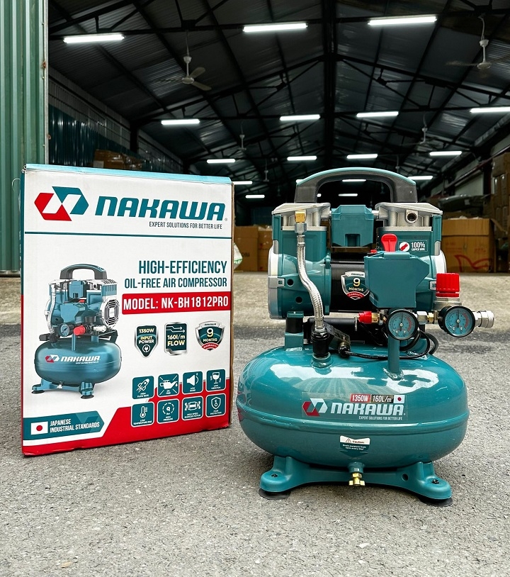 Máy nén khí không dầu NAKAWA 1350W NKBH1812PRO 12L