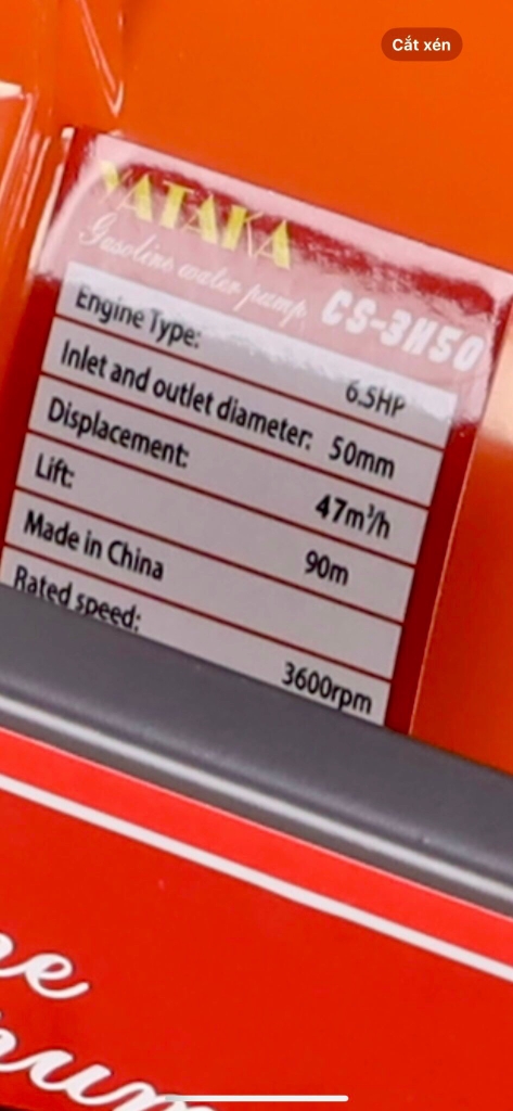 Máy Bơm Nước Cao Áp Chạy Xăng Yataka 6.5HP CS-3H50