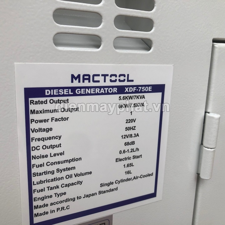 Máy Phát Điện Chạy Dầu Mactool 7.5KVA XDF-750E