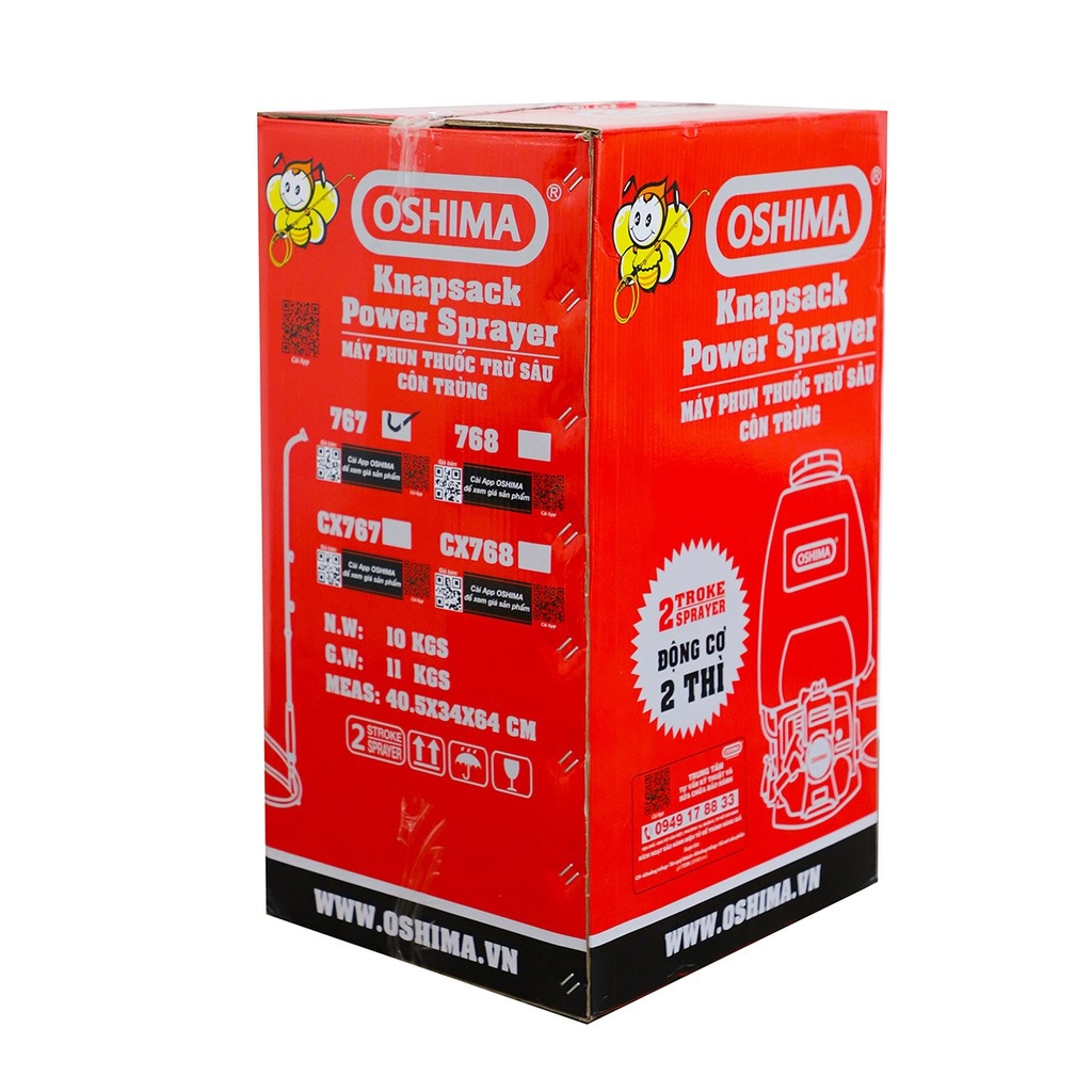 Máy phun thuốc OSHIMA 25L 767D đỏ 2 thì