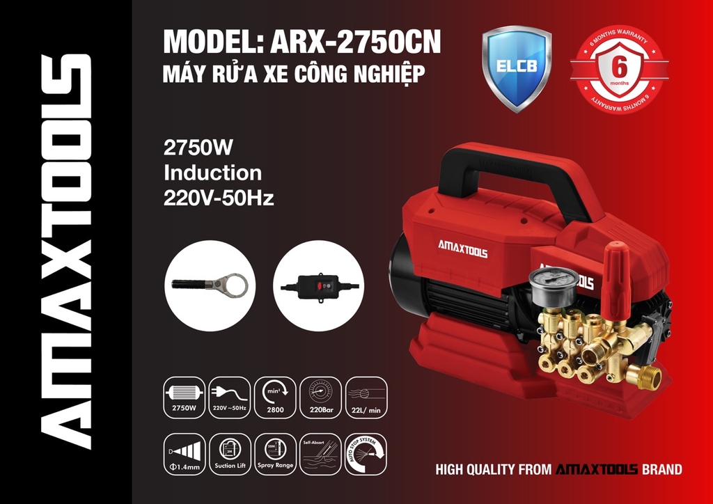 Máy rửa xe mini gia đình  2750W AMAX ARX-2750CN