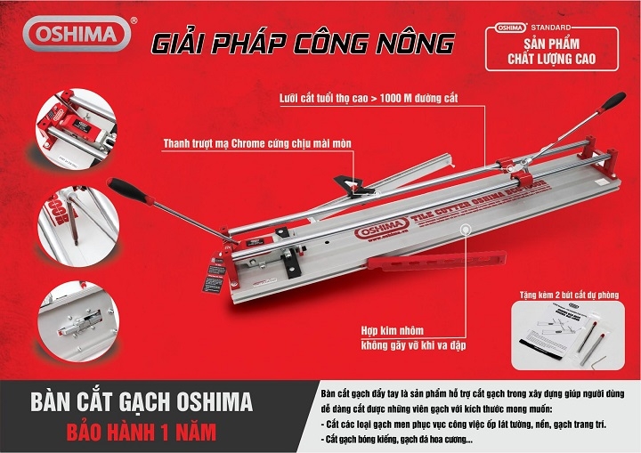Máy Cắt Gạch Bàn Đẩy Tay Oshima BCG-800R
