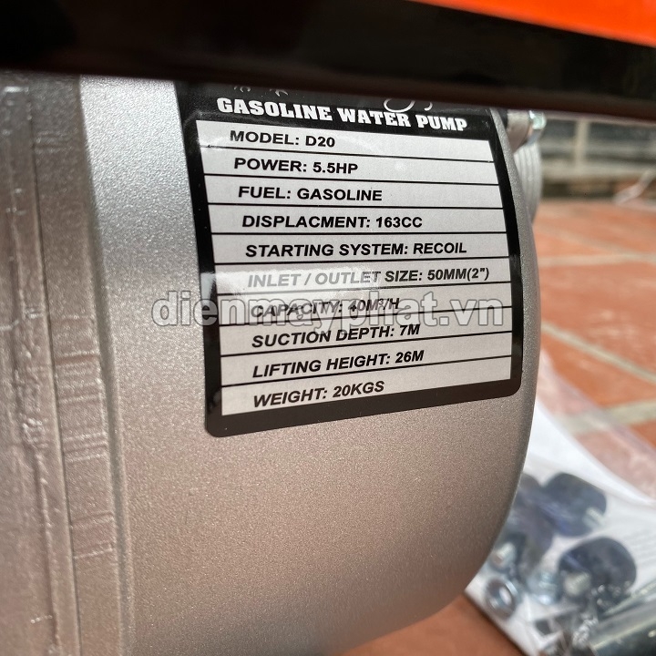 Máy bơm nước chạy xăng DRAGON D20 5.5HP
