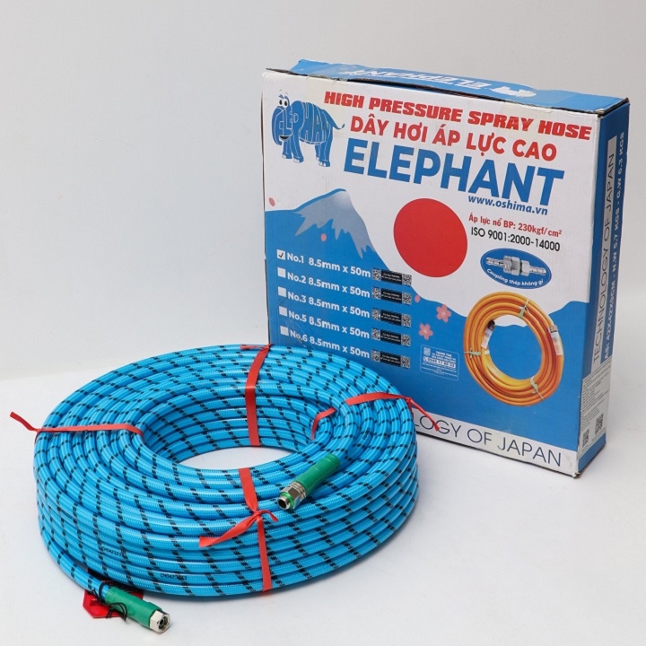 Dây Phun Áp Lực Nhật Bản Cá Sấu Elephant No.1 8.5mmx50m Xanh Dương