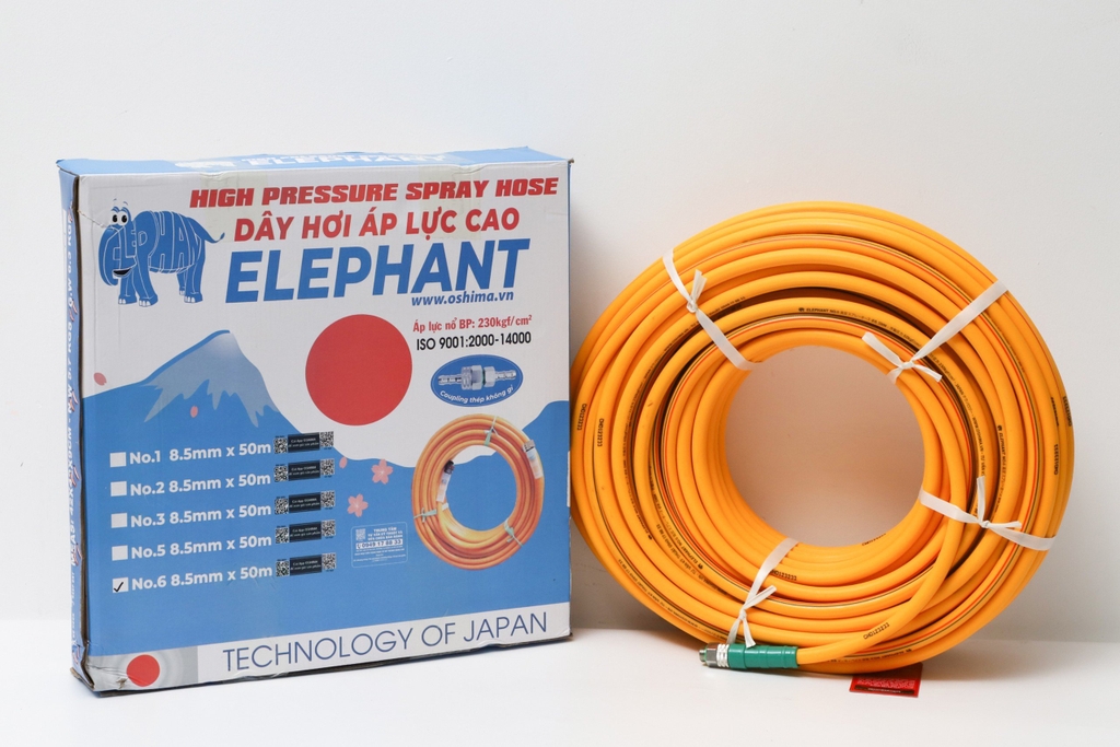 Dây Phun Áp Lực Nhật Bản Cá Sấu Elephant No.6 8.5mmx50m Vàng