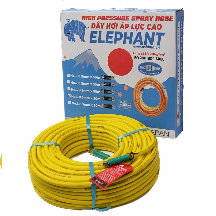 Dây Phun Áp Lực Nhật Bản Cá Sấu Elephant No.5 8.5mmx50m Vàng