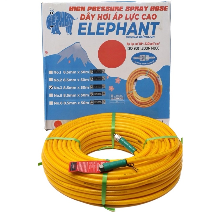 Dây Phun Áp Lực Nhật Bản Cá Sấu Elephant No.3 8.5mmx50m Vàng