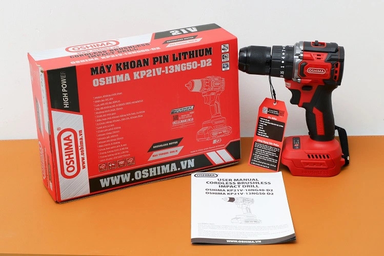 Máy khoan Oshima Pin Lithium KP21V-13NG50-D2 (Đã Bao Gồm Pin, Sạc)