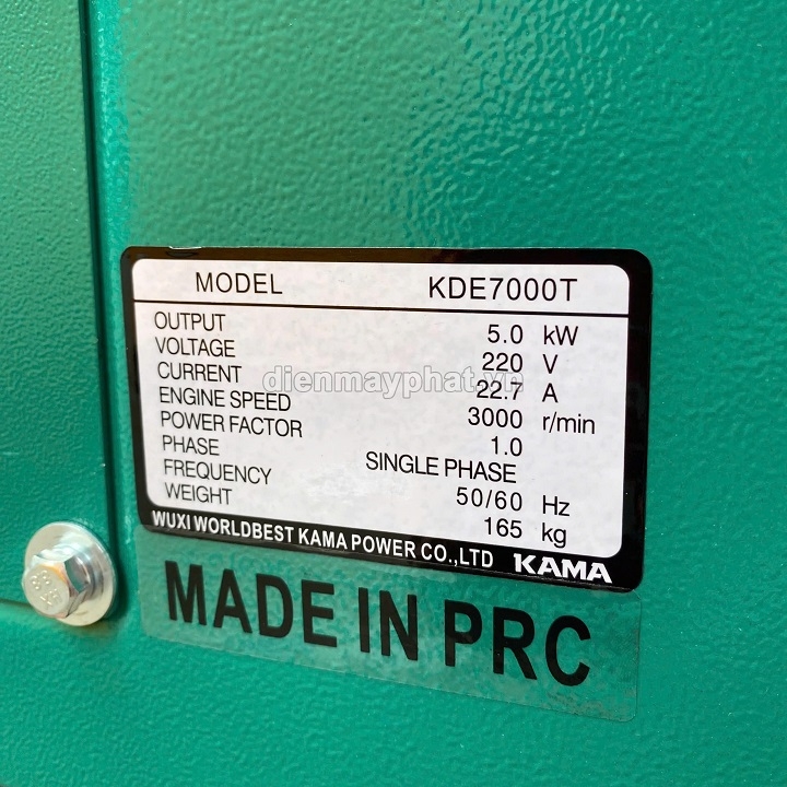 Máy phát điện chạy dầu diesel KAMA 5KW KDE7000T chống ồn