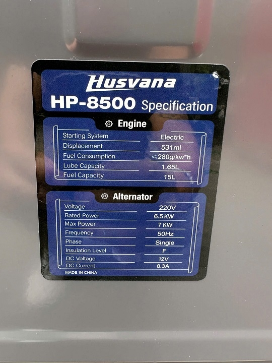 Máy phát điện chạy dầu HUSVANA HP-8500 7KW