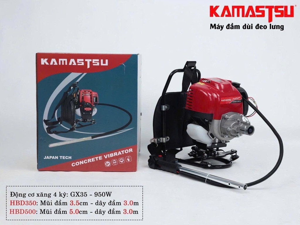 Máy đầm dùi chạy xăng đeo lưng 950W KAMASTSU HBD500