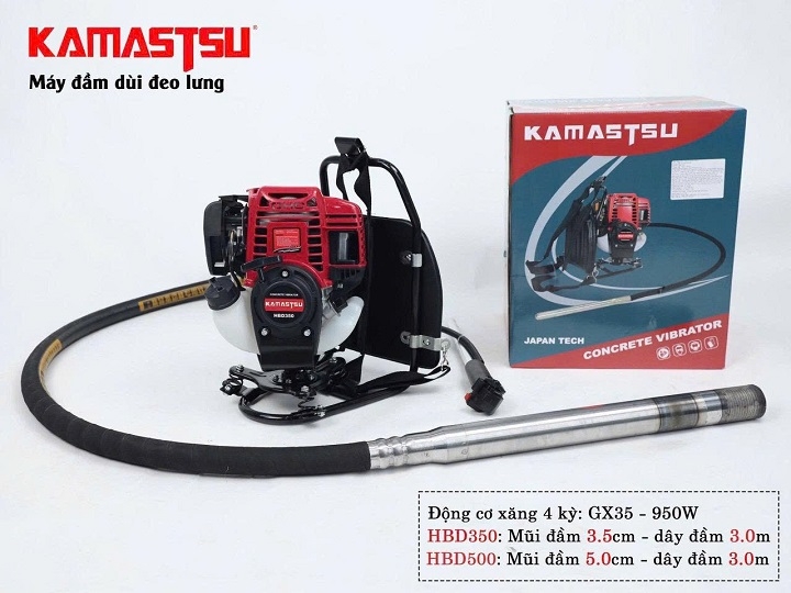 Máy đầm dùi chạy xăng đeo lưng 950W KAMASTSU HBD500