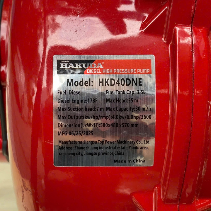 Máy bơm nước chạy dầu cao áp 4KW HAKUDA HKD40DNE có đề