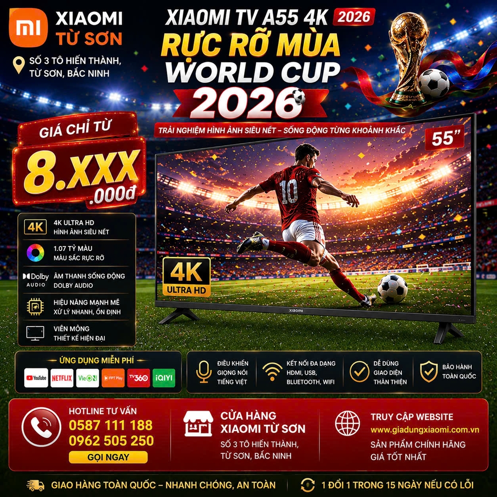 Tivi Xiaomi A 55 inch 2026 – Bản Quốc Tế