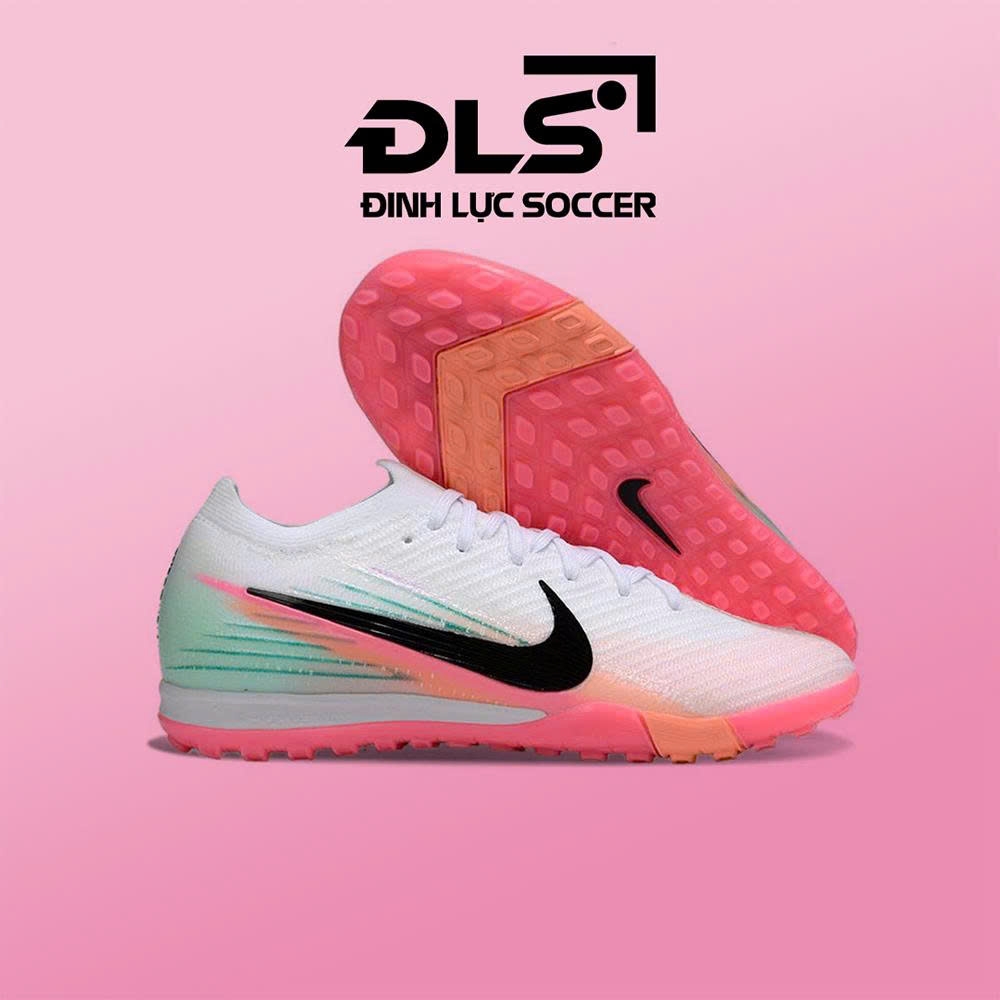 Giày Bóng Đá Nike Mercurial Vapor 16 Elite Trắng Hồng Gót Xanh Cổ Lửng TF