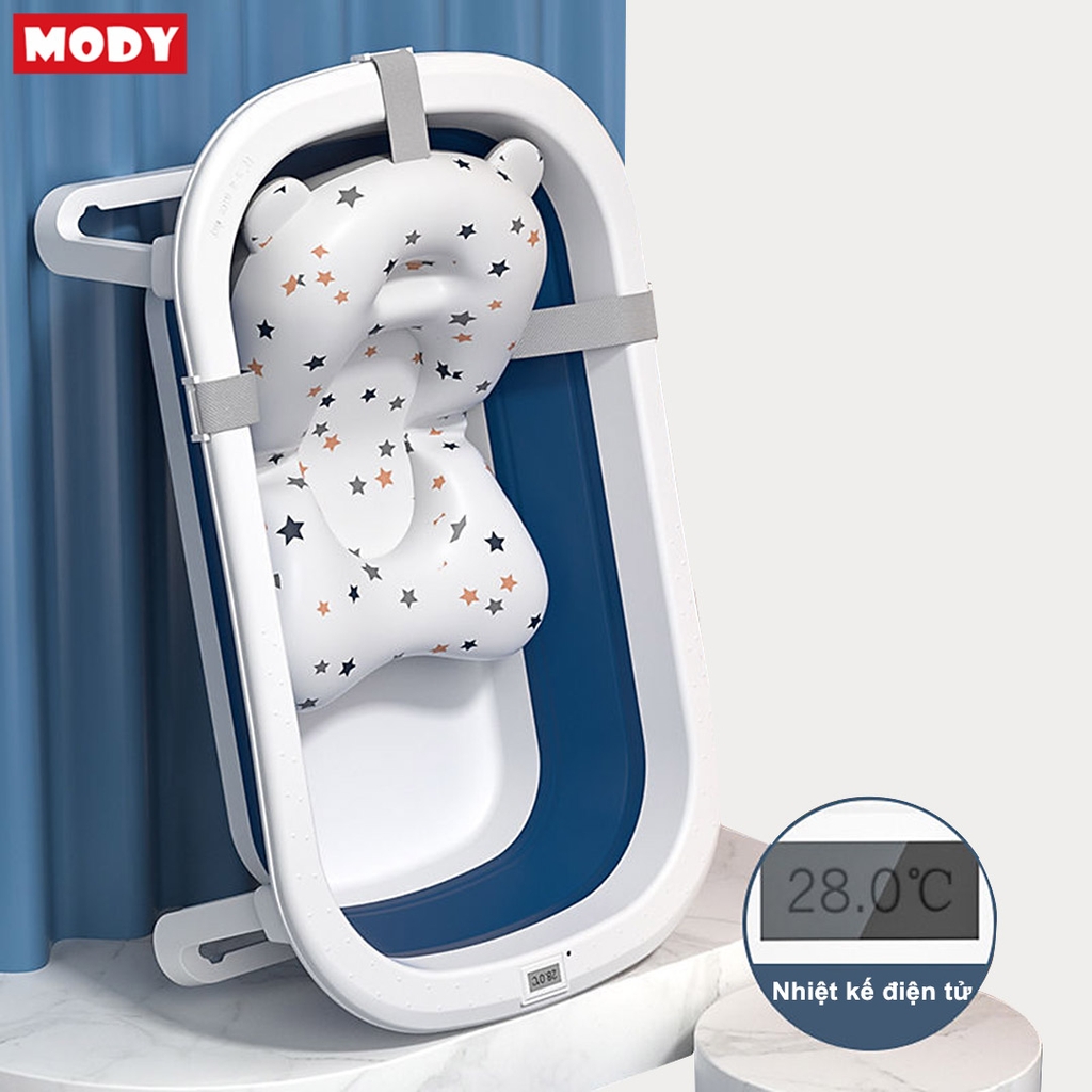 Chậu tắm gấp gọn kèm phao và nhiệt kế đo nhiệt độ nước cho bé Mody M774820
