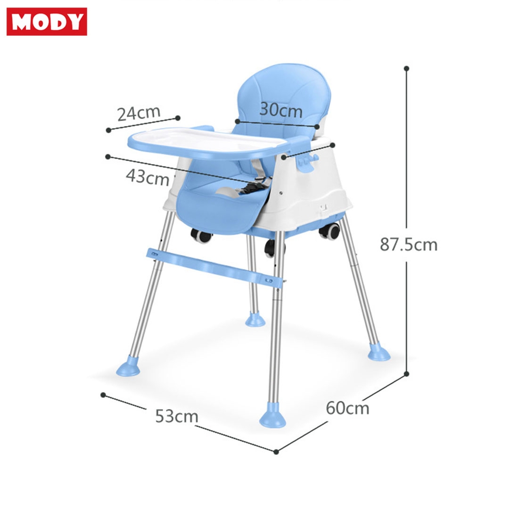 Ghế ăn dặm đa năng cho bé có đệm lót và bánh xe, điều chỉnh độ cao Mody M5360