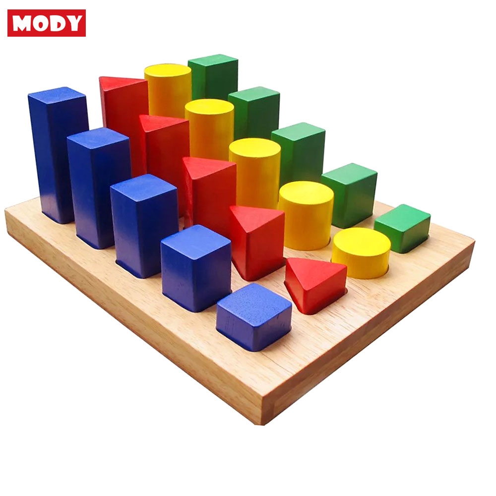 Bảng khối trụ đa giác học đếm và  so sánh MODY M682218 phá triển trí tưởng tượng và tư duy toán học