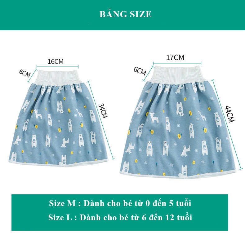 Váy chống tè dầm ngăn thấm khi ngủ cho bé trai và bé gái có thể giặt được Mody M100