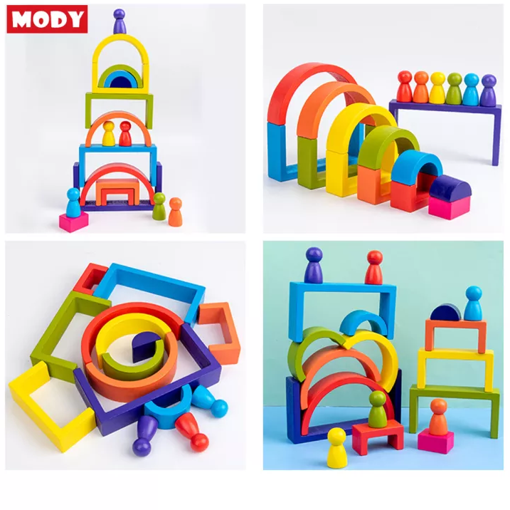 Đồ chơi sắp xếp khối cầu vồng nhiều màu sắc MODY M861700 kích thích sáng tạo cho bé