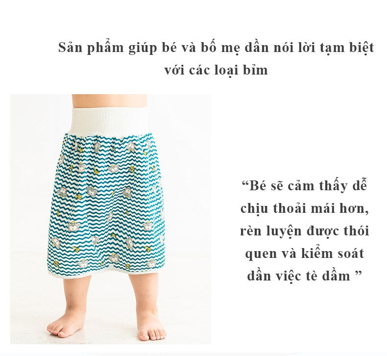 Váy chống tè dầm ngăn thấm khi ngủ cho bé trai và bé gái có thể giặt được Mody M100
