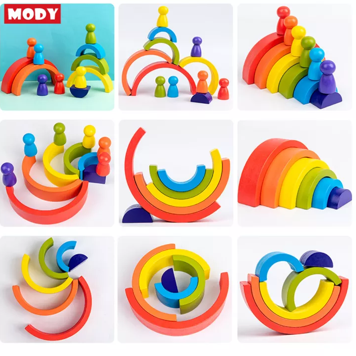 Đồ chơi sắp xếp khối cầu vồng nhiều màu sắc MODY M861700 kích thích sáng tạo cho bé