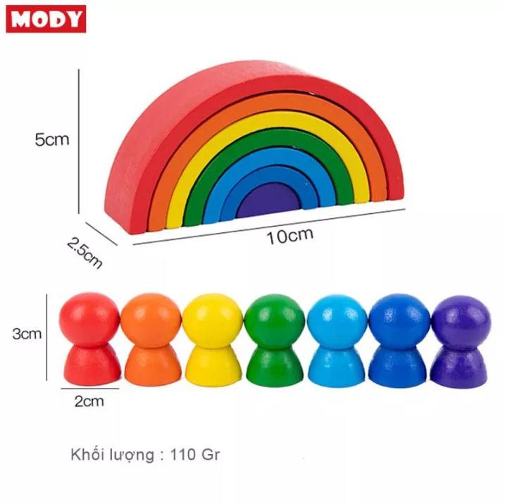 Đồ chơi sắp xếp khối cầu vồng nhiều màu sắc MODY M861700 kích thích sáng tạo cho bé