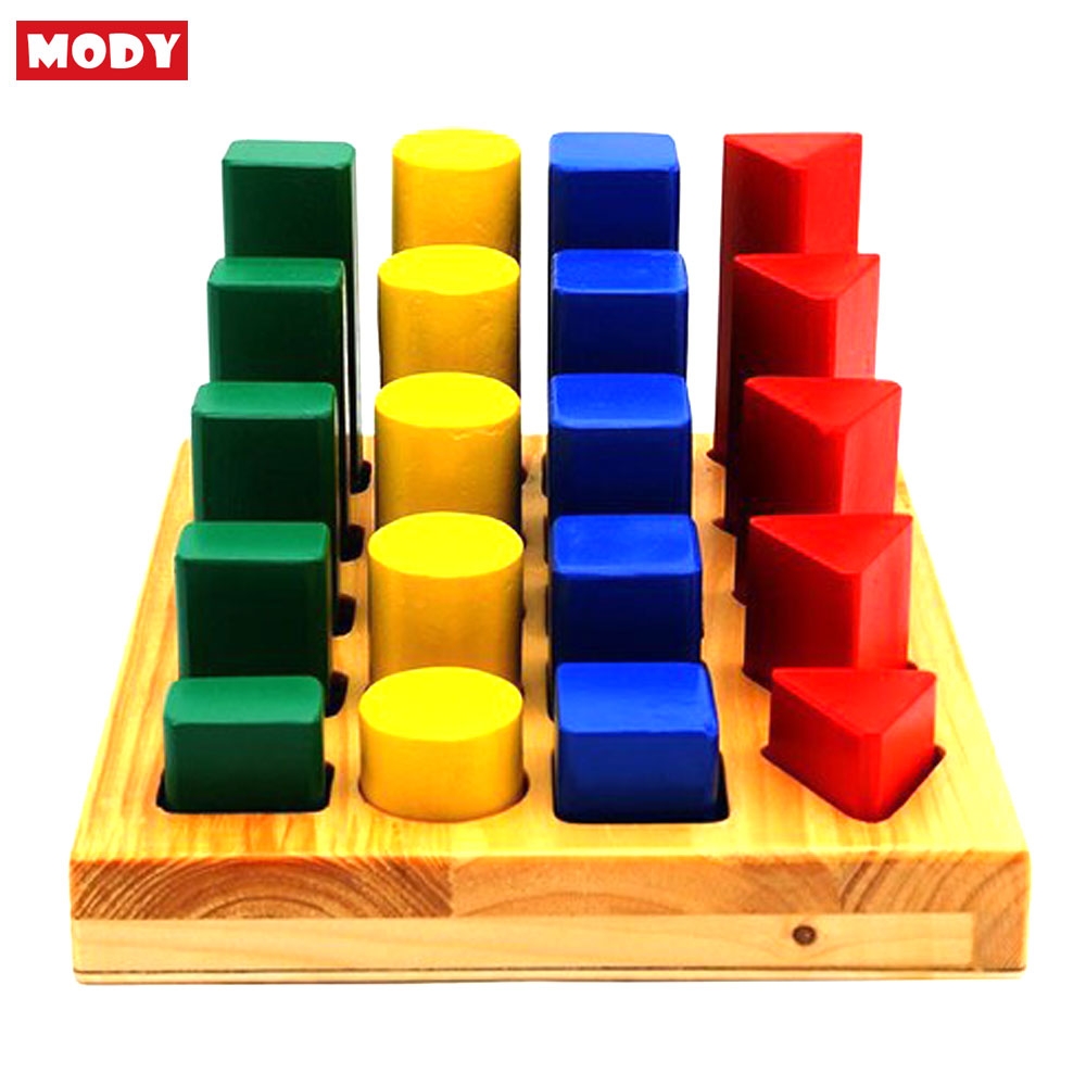 Bảng khối trụ đa giác học đếm và  so sánh MODY M682218 phá triển trí tưởng tượng và tư duy toán học
